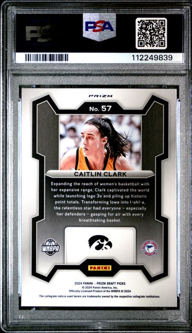 2024 PANINI PRIZM DRAFT PICKS #57 CAITLIN CLARK SILVER PRIZM PSA 10