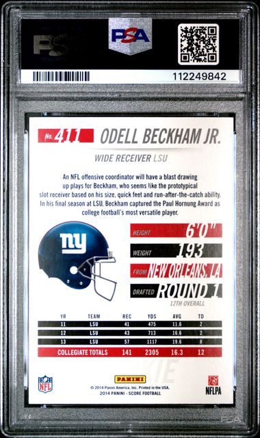 2014 PANINI SCORE #411 ODELL BECKHAM JR. GOLD ZONE PSA 9
