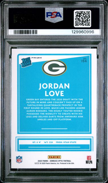 2020 PANINI DONRUSS OPTIC #154 JORDAN LOVE HOLO PSA 10