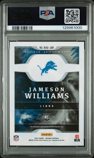 2022 PANINI ORIGINS ROOKIE AUTOGRAPHS #RAUJWI JAMESON WILLIAMS ROOKIE AUTOGRAPH PSA 10