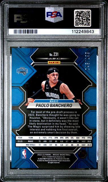 2022 PANINI MOSAIC #231 PAOLO BANCHERO BLUE PSA 10