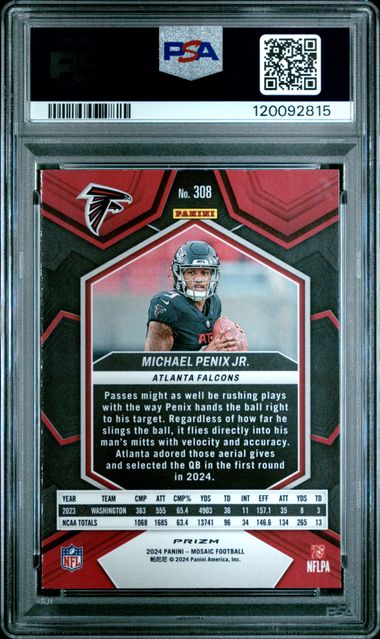 2024 PANINI MOSAIC #308 MICHAEL PENIX JR. SILVER - PSA 9