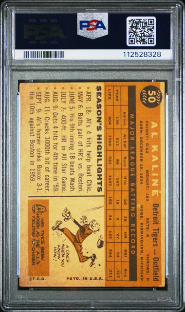1960 TOPPS #50 AL KALINE PSA 1