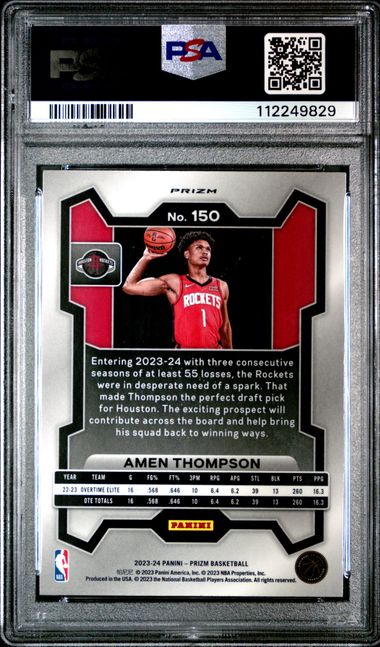 2023 PANINI PRIZM #150 AMEN THOMPSON RED ICE PSA 9