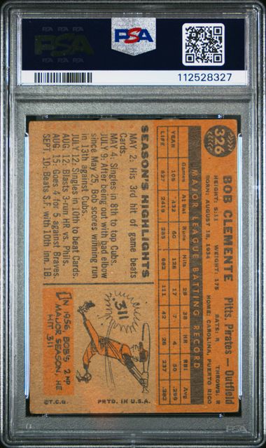 1960 TOPPS #326 BOB CLEMENTE PSA 2