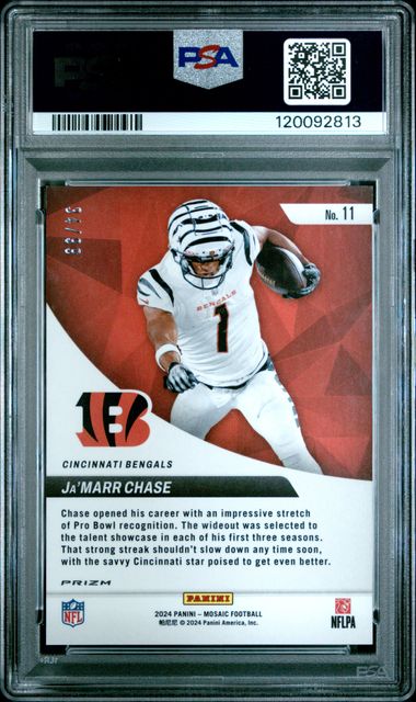 2024 PANINI MOSAIC ELEVATE #11 Ja'MARR CHASE ELEVATE REACTIVE BLUE /99 - PSA 9