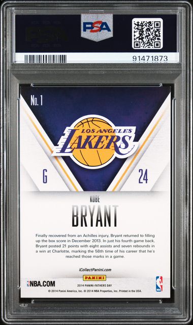 2014 PANINI FATHER'S DAY #1 KOBE BRYANT CRACKED ICE PSA 9