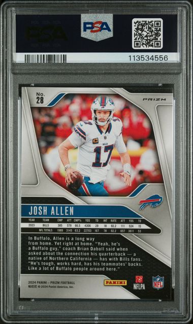 2024 PANINI PRIZM #28 JOSH ALLEN BLACK & WHITE CHECKER PSA 9