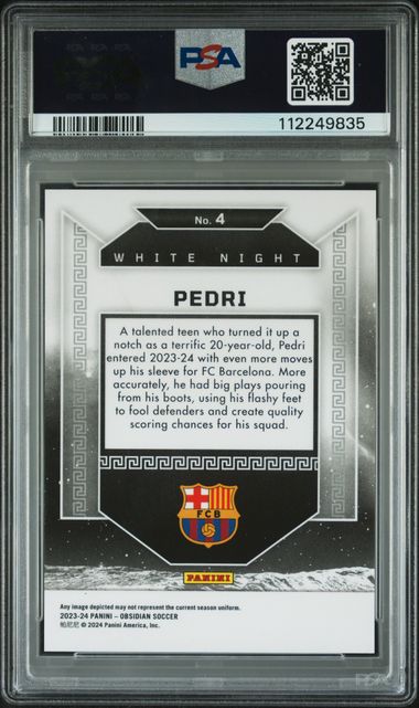 2023 PANINI OBSIDIAN WHITE NIGHT #4 PEDRI PSA 8