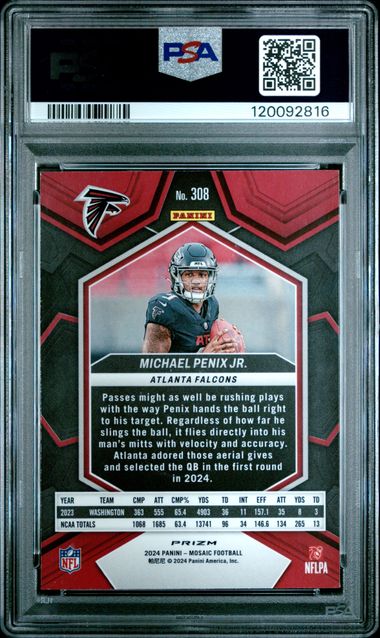 2024 PANINI MOSAIC #308 MICHAEL PENIX JR. CAMO RED - PSA 9
