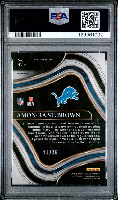 2021 PANINI SELECT #373 AMON-RA ST. BROWN TRI-COLOR PRIZM PSA 9