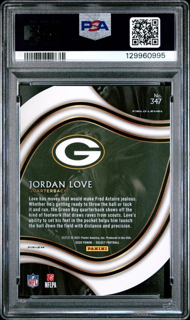 2020 PANINI SELECT #347 JORDAN LOVE DIE-CUT WHITE PRIZM PSA 9
