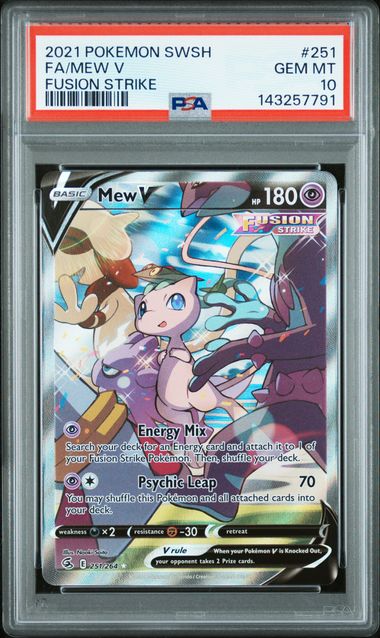 2021 POKEMON SWORD & SHIELD FUSION STRIKE #251 FA/MEW V FUSION STRIKE PSA 10