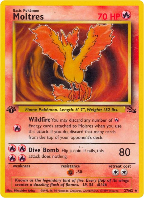 1999 POKEMON FOSSIL #27 MOLTRES PSA 9