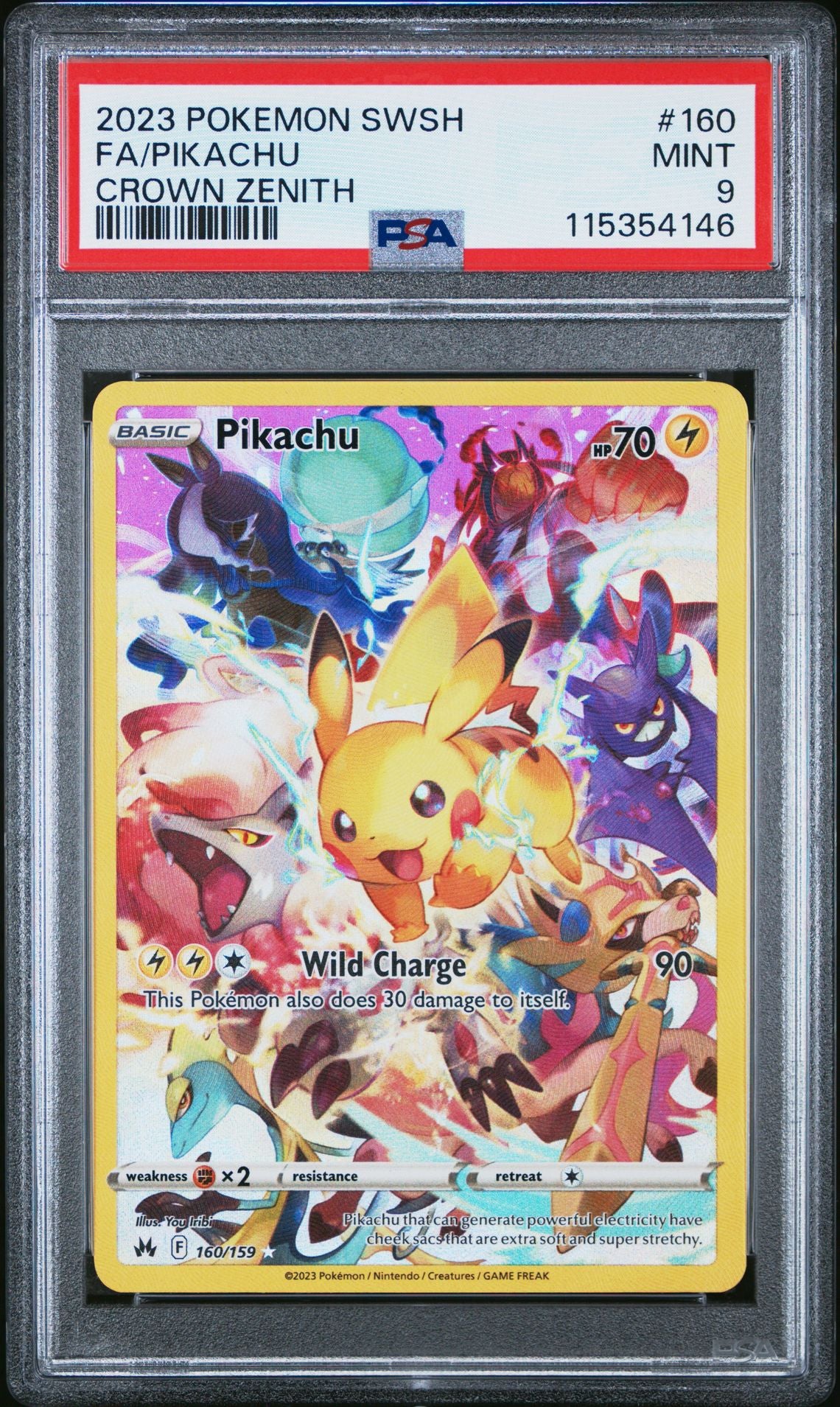 2023 POKEMON SWORD AND SHIELD CROWN ZENITH 160 FULL ART/PIKACHU PSA 9
