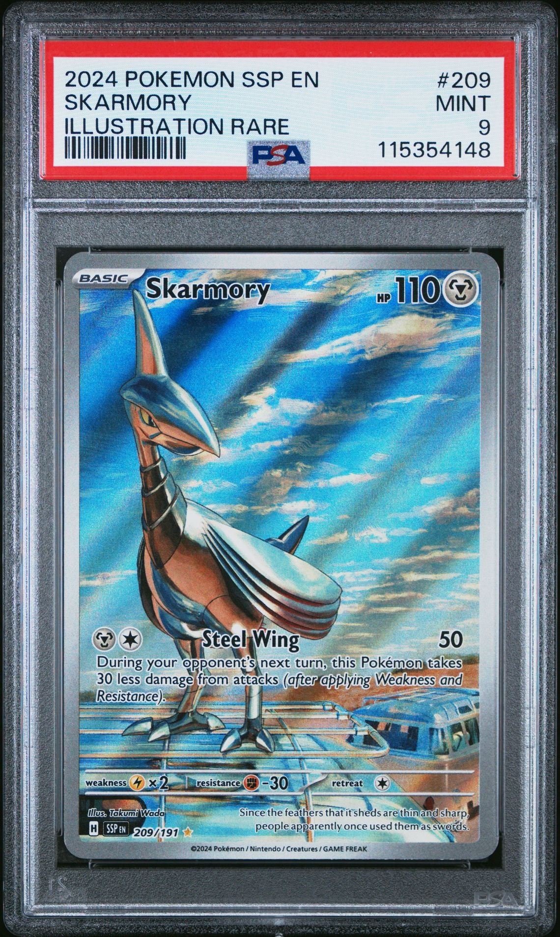 2024 POKEMON SSP EN-SURGING SPARKS 209 SKARMORY ILLUSTRATION RARE PSA 9