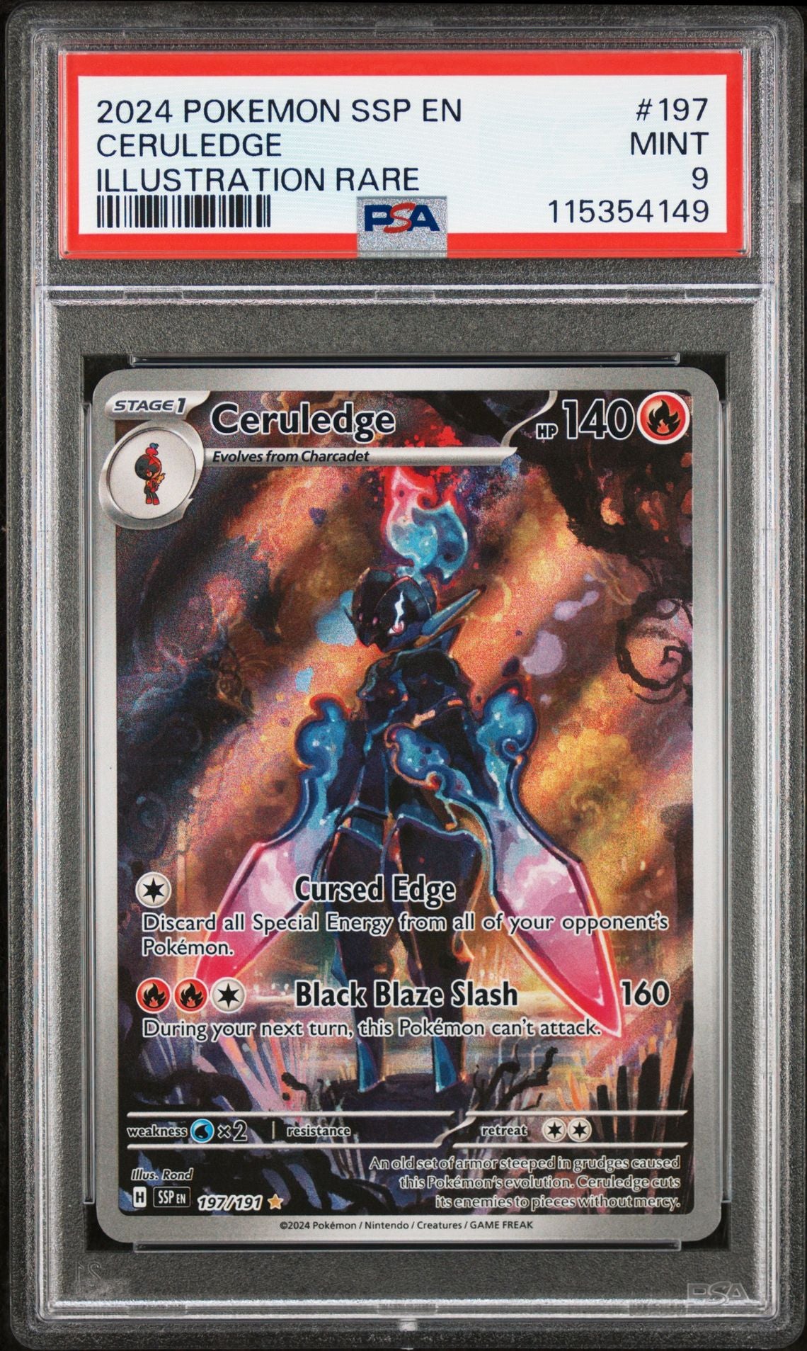 2024 POKEMON SSP EN-SURGING SPARKS 197 CERULEDGE ILLUSTRATION RARE PSA 9