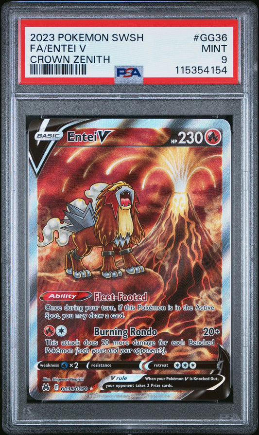 2023 POKEMON SWORD AND SHIELD CROWN ZENITH GG36 FULL ART/ENTEI V PSA 9