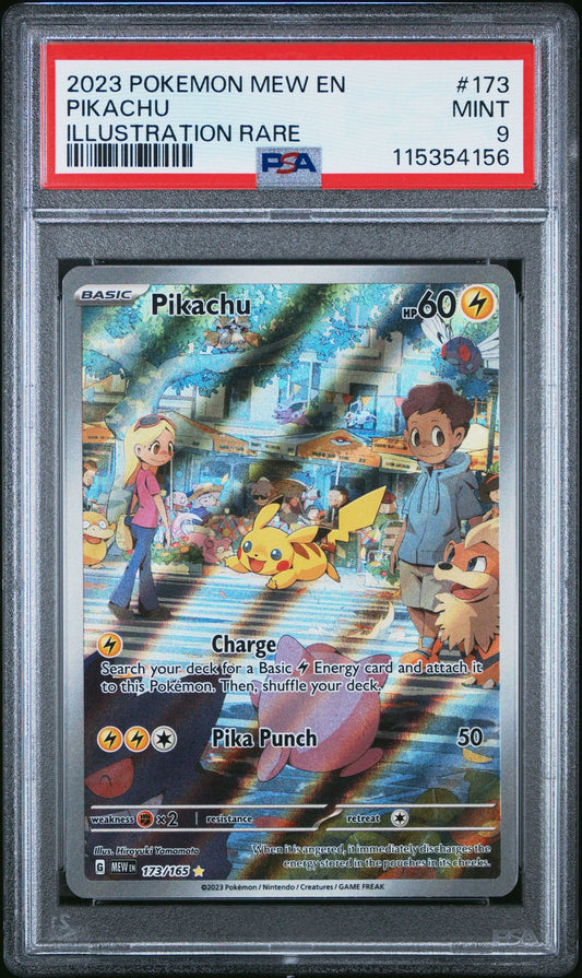 2023 POKEMON MEW EN-151 173 PIKACHU ILLUSTRATION RARE PSA 9