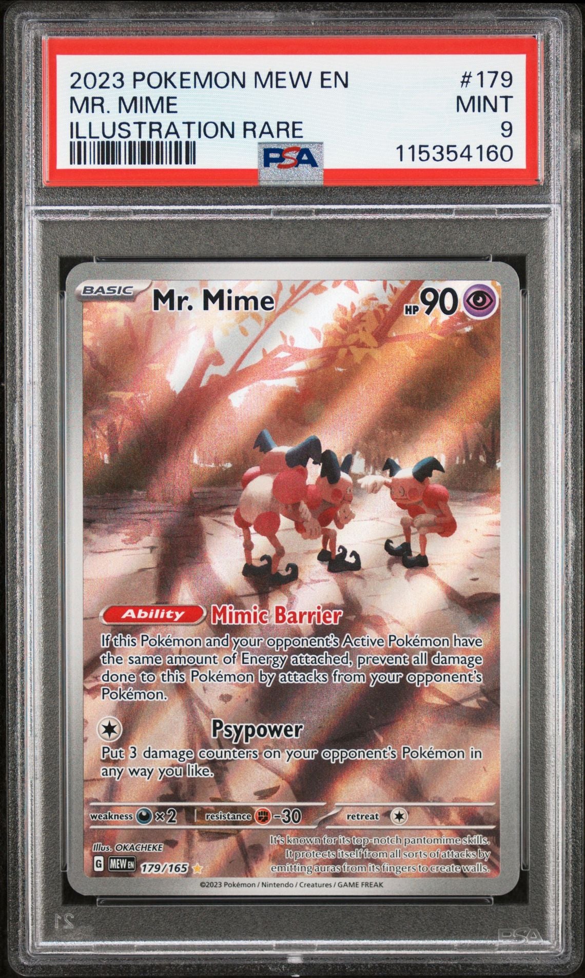 2023 POKEMON MEW EN-151 179 MR. MIME ILLUSTRATION RARE PSA 9