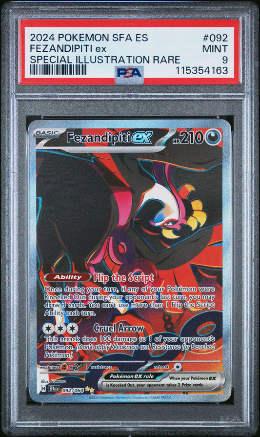 2024 POKEMON SFA ES-SHROUDED FABLE 092 FEZANDIPITI EX SPECIAL ILLUSTRATION RARE PSA 9