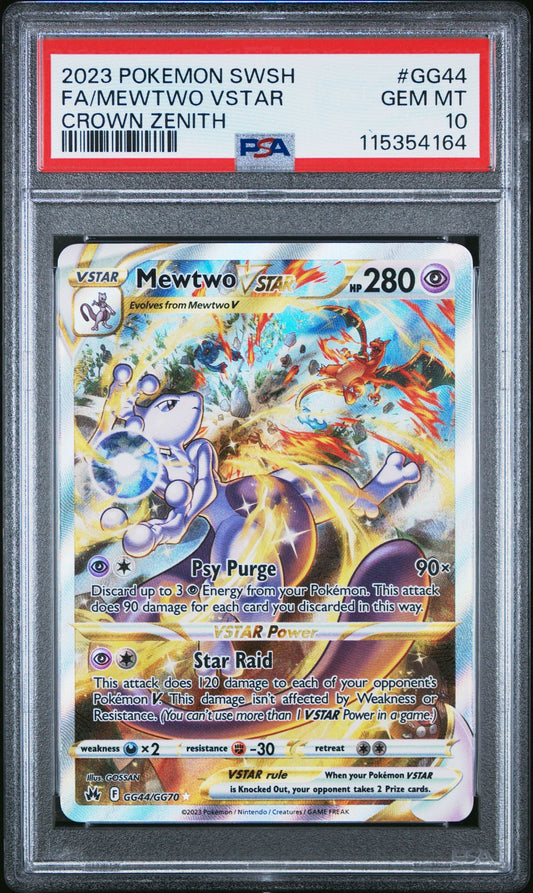 2023 POKEMON SWORD AND SHIELD CROWN ZENITH GG44 FULL ART/MEWTWO VSTAR PSA 10
