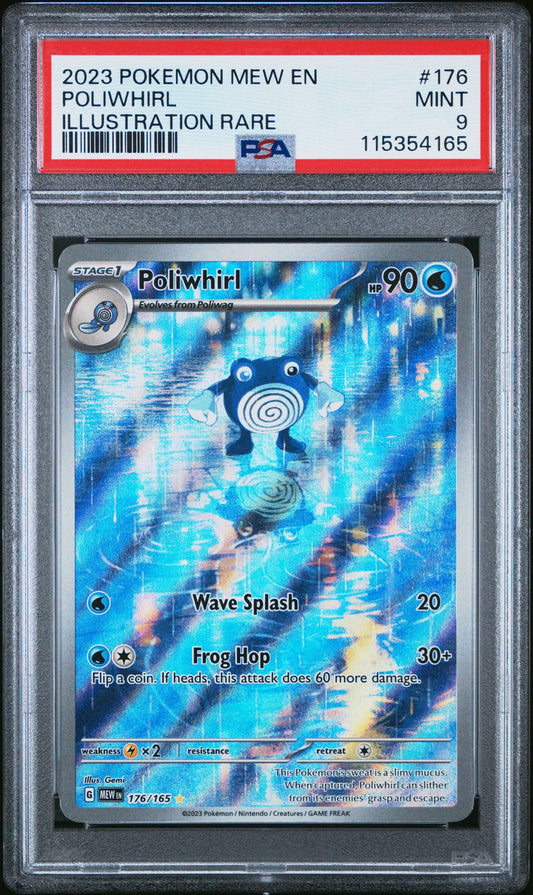 2023 POKEMON MEW EN-151 176 POLIWHIRL ILLUSTRATION RARE PSA 9