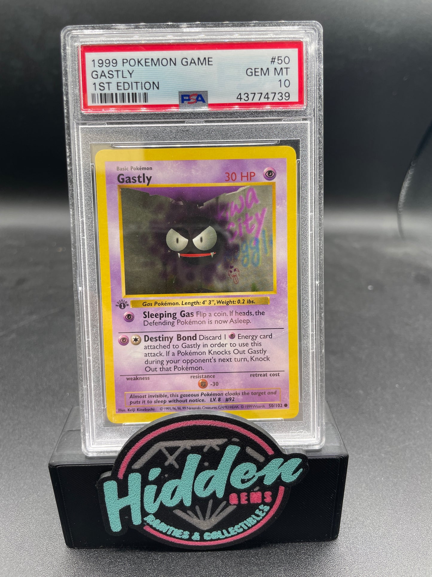 1999 POKEMON GAME #50 GASTLY 1ST EDITION SHADOWLESS PSA 10