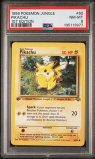 1999 POKEMON JUNGLE 60 PIKACHU 1ST EDITION PSA 8