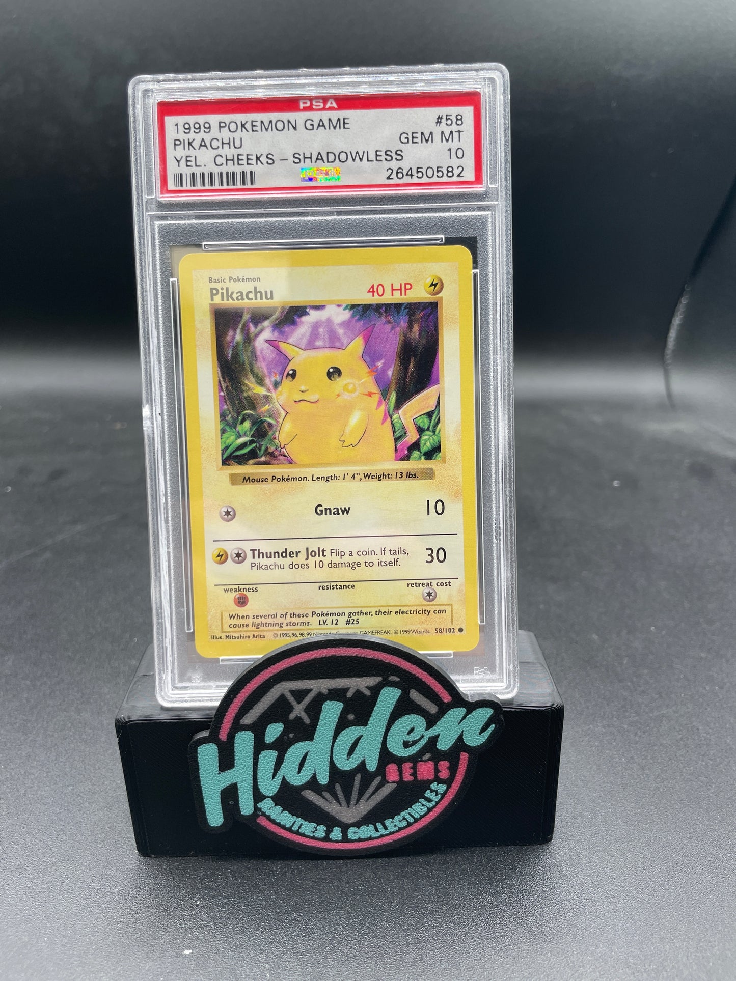 1999 POKEMON GAME #58 PIKACHU YLW.CHEEKS-SHADOWLESS PSA 10