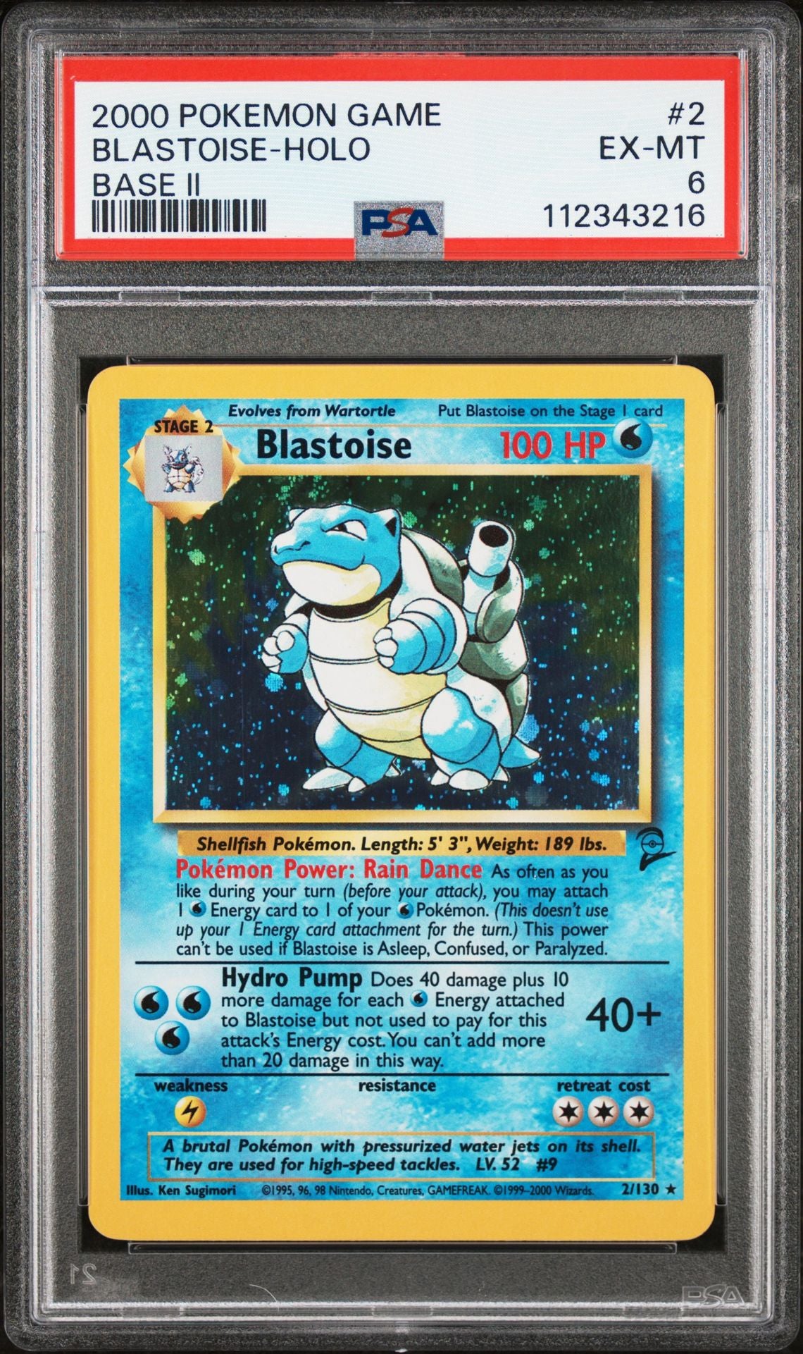 2000 POKEMON GAME BASE II 2 BLASTOISE-HOLO PSA 6