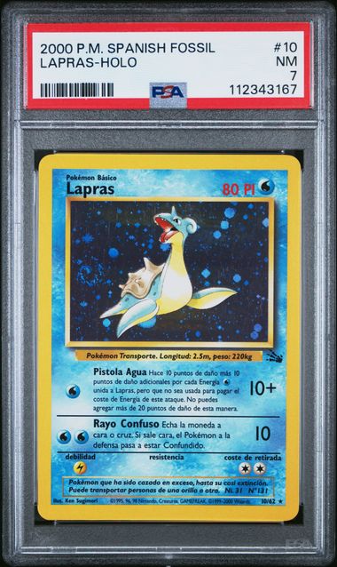 2000 POKEMON SPANISH FOSSIL 10 LAPRAS-HOLO PSA 7