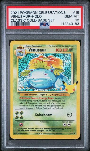 2021 POKEMON CELEBRATIONS CLASSIC COLLECTION 15 VENUSAUR-HOLO PSA 10