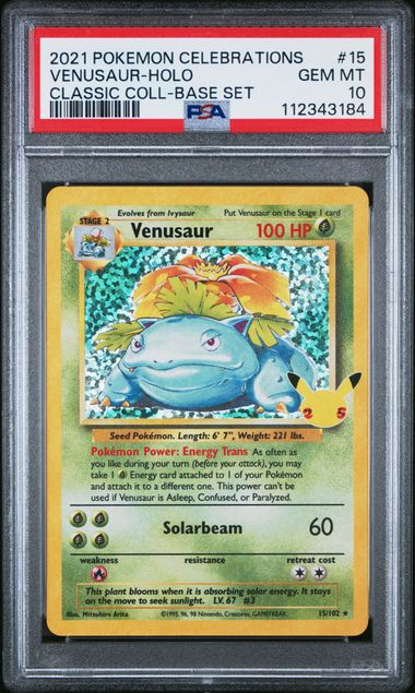2021 POKEMON CELEBRATIONS CLASSIC COLLECTION 15 VENUSAUR-HOLO PSA 10