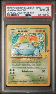 2021 POKEMON CELEBRATIONS CLASSIC COLLECTION 15 VENUSAUR-HOLO PSA 10