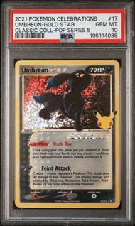 2021 POKEMON CELEBRATIONS CLASSIC COLLECTION 17 UMBREON-GOLD STAR PSA 10
