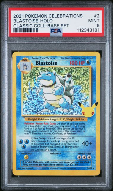 2021 POKEMON CELEBRATIONS CLASSIC COLLECTION 2 BLASTOISE-HOLO PSA 9