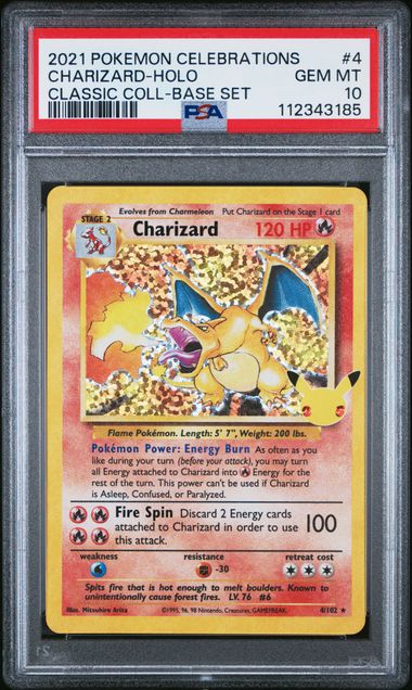 2021 POKEMON CELEBRATIONS CLASSIC COLLECTION 4 CHARIZARD-HOLO PSA 10