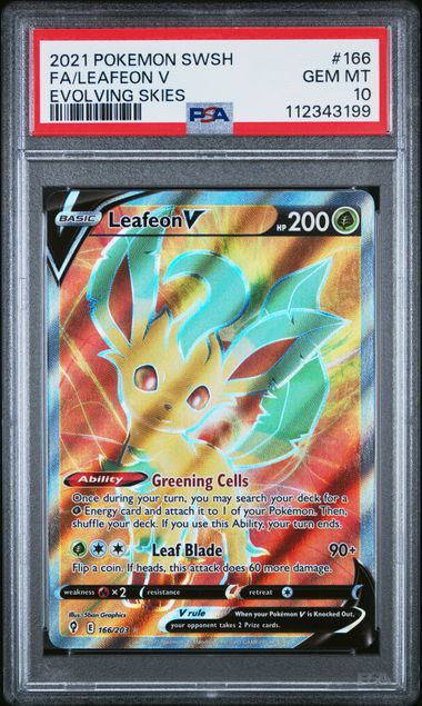 2021 POKEMON SWORD & SHIELD EVOLVING SKIES 166 FULL ART/LEAFEON V PSA 10