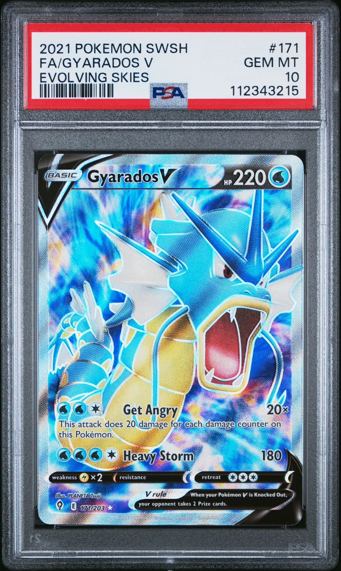 2021 POKEMON SWORD & SHIELD EVOLVING SKIES 171 FULL ART/GYARADOS V PSA 10