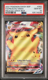 2021 POKEMON SWSH BLACK STAR PROMO 062 FULL ART/PIKACHU VMAX PIKACHU VMAX BOX PSA 10