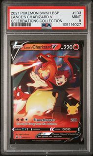 2021 POKEMON SWSH BLACK STAR PROMO 133 LANCE'S CHARIZARD V CELEBRATIONS COLLECTION PSA 9