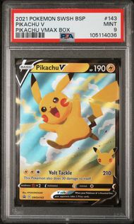 2021 POKEMON SWSH BLACK STAR PROMO 143 PIKACHU V PIKACHU VMAX BOX PSA 9