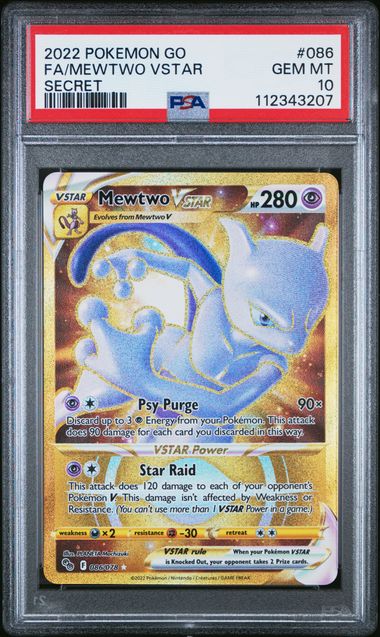 2022 POKEMON GO 086 FULL ART/MEWTWO VSTAR SECRET PSA 10
