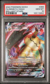 2022 POKEMON SWORD & SHIELD BRILLIANT STARS 069 FULL ART/MIMIKYU VMAX PSA 10