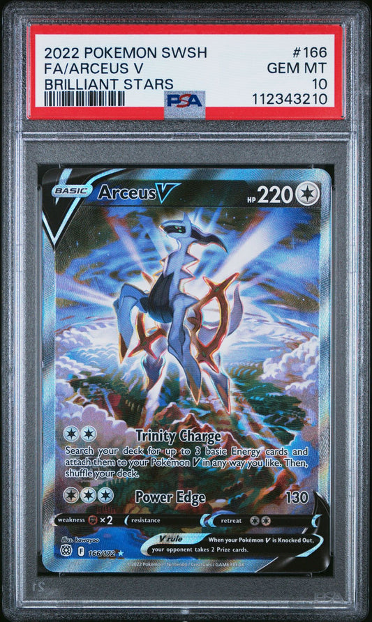 2022 POKEMON SWORD & SHIELD BRILLIANT STARS 166 FULL ART/ARCEUS V PSA 10