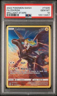 2022 POKEMON SWORD & SHIELD BRILLIANT STARS TG05 FULL ART/ZEKROM PSA 10