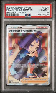 2022 POKEMON SWORD & SHIELD BRILLIANT STARS TG24 FULL ART/ACEROLA'S PREMONITION PSA 10