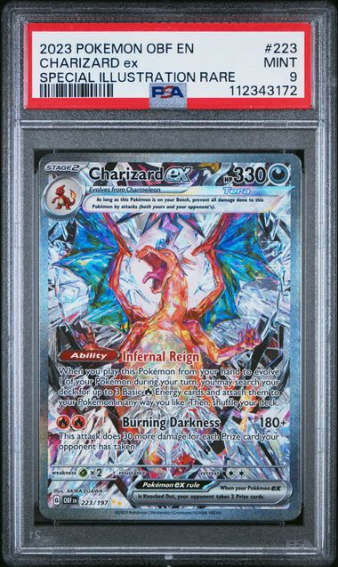 2023 POKEMON OBF EN-OBSIDIAN FLAMES 223 CHARIZARD EX SPECIAL ILLUSTRATION RARE PSA 9