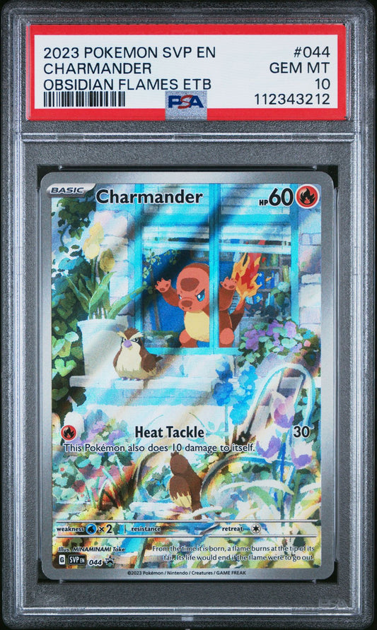 2023 POKEMON SVP EN-SV BLACK STAR PROMO 044 CHARMANDER OBSIDIAN FLAMES ETB PSA 10